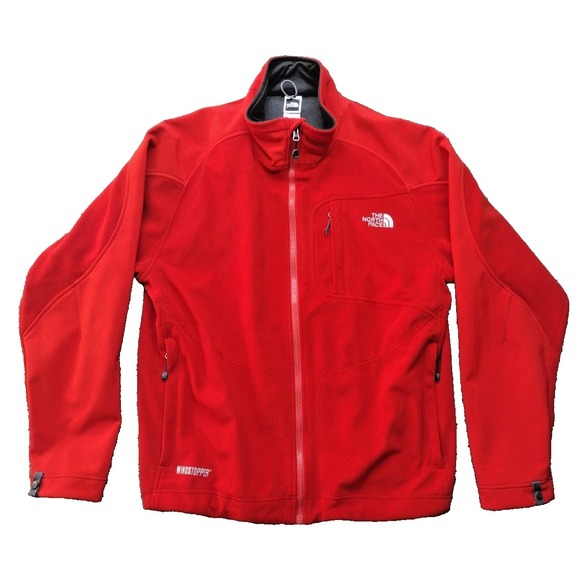 The North Face Windstopper Soft Shell Jacket Red Men's Size L Logo Front & Back - Picture 1 of 12